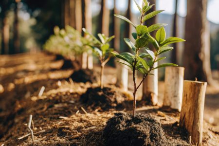 newly-planted-saplings-alongside-older-trees-forest-golden-hour-generative-ai